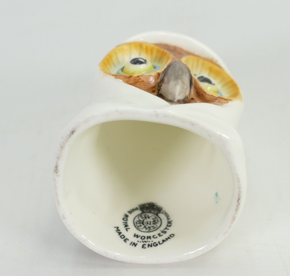 Royal Worcester candle snuffer as a hooded owl: Height 8cm. - Image 2 of 3