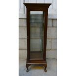 Reproduction Edwardian style Mahogany small square display Cabinet: Height 110cm x 36cm width x