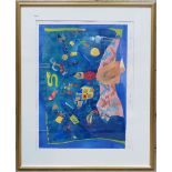 Sylvia Edwards signed limited edition print Still Life in Turquoise: 42cm x 58cm