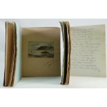 19th century, two leather bound poem books: With handwritten poems and images.