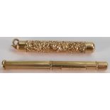 Sampson Mordan propelling Pencil with 15ct gold outer case together with gold plated American