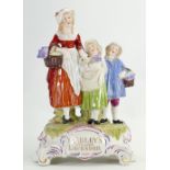 Dresden porcelain Yardleys advertising group: Large hand painted figural group standing 31cm high.