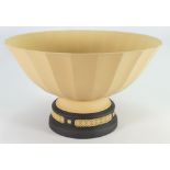 Wedgwood Library series Olympus pedestal bowl in cane yellow and black jasper: D31cm x h19cm.