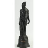 Wedgwood black Basalt figure of Hercules on plinth: Dated 1980, height 30cm.