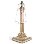 Silver hallmarked large table lamp, Sheffield 1898: An impressive Corinthian column table lamp,