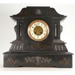 19th century French ornate slate Mantle clock: h44 x w37cm.