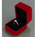 18ct gold diamond solitaire ring: Approx .50ct, ring size P, 2.7 grams.