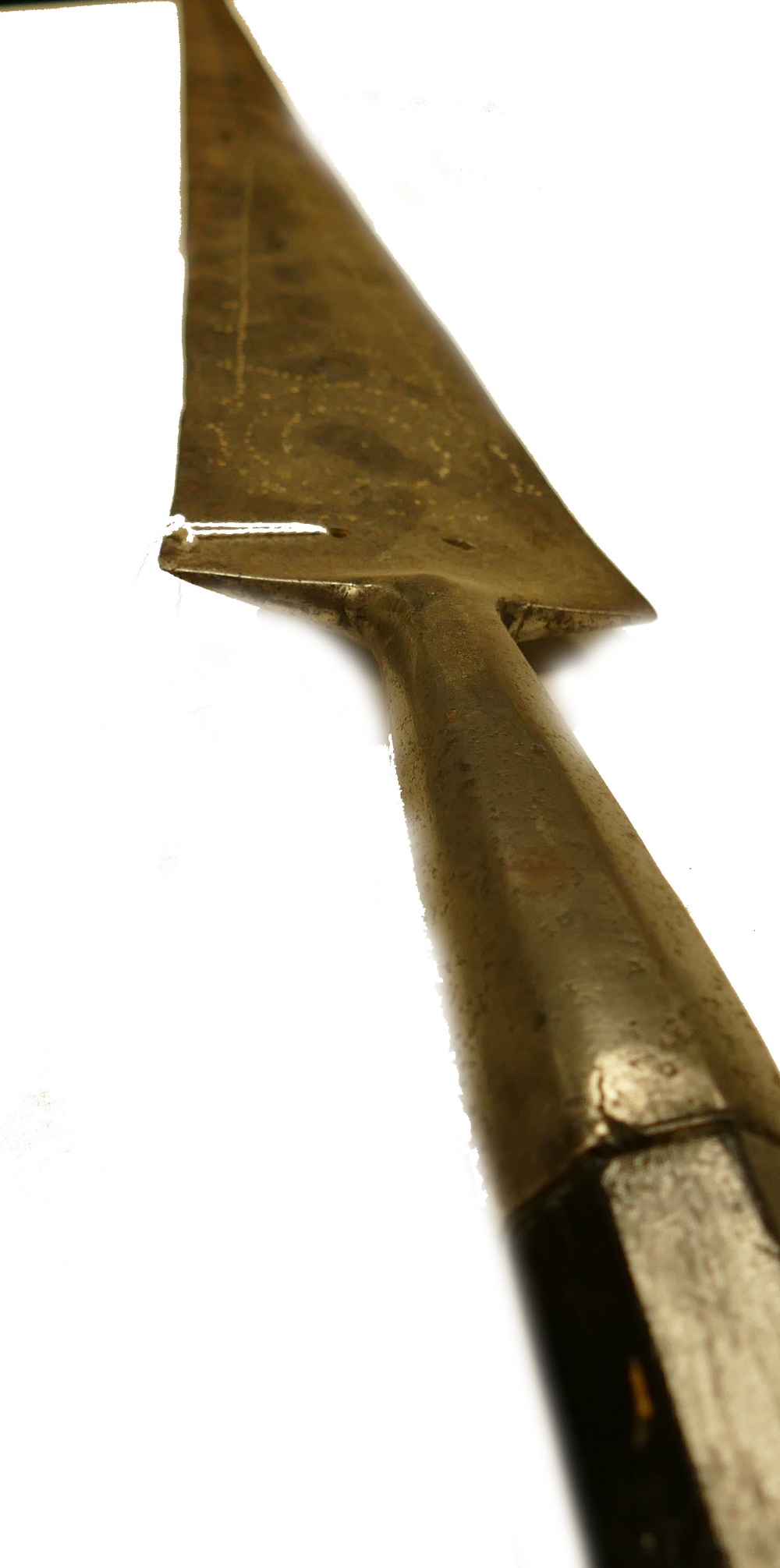 16th century Italian iron Lange de Boeuf / Halberd: Length of metal head 70.5cm., on a later shaft. - Image 3 of 3