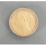 Full Sovereign gold coin young head Queen Victoria 1881: