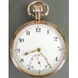 9ct gold pocket watch: With top winder and double cased,