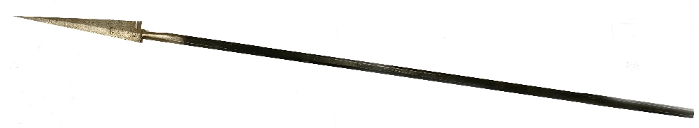 16th century Italian iron Lange de Boeuf / Halberd: Length of metal head 70.5cm., on a later shaft.