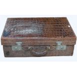 Vintage Crocodile skin Suitcase: With metal fitments 60 x 40 x 20cm.