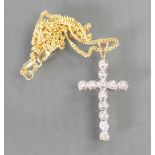 9ct & diamond crucifix with 9ct gold necklace: 3.4 grams.