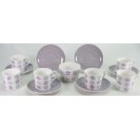 Shelley Avon Naples patterned tea ware to include: 6 coffee cans, saucers & one sugar bowl.