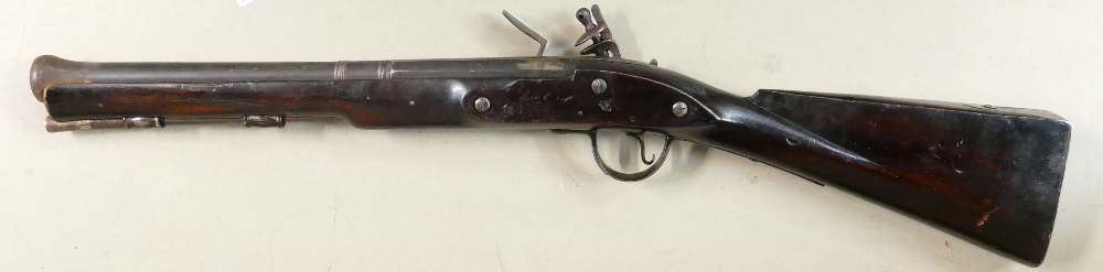 Large dog lock Blunderbuss: Faded emblems/coat of arms on lock, - Image 3 of 5