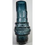 Geoffrey Baxter for Whitefriars Vase: Textured glass range 'Hooped' vase pattern 9680 in Indigo,