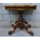 Victorian Burr Walnut folding Games table: