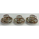19th century Japanese Eggshell China coffee cans & saucers: Decorated with various scenes.
