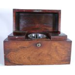 Georgian Rosewood Sarcophagus Tea Caddy: Length 30.5cm, width 15.