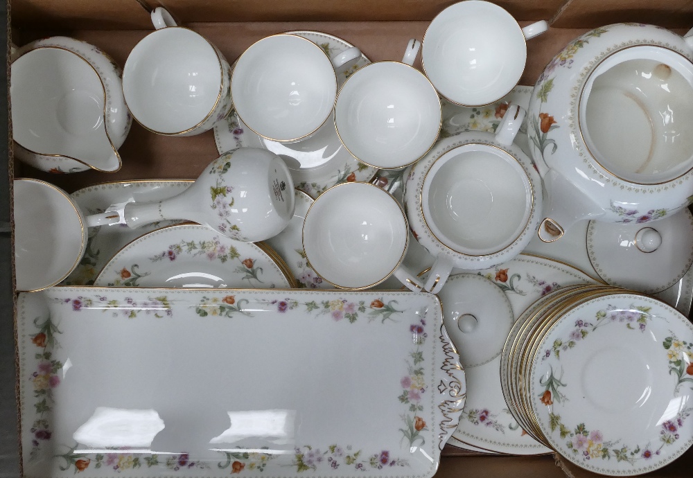 Wedgwood Tea Set in The Mirabelle pattern to include: Sandwich platters, cups saucers, teapot. - Image 3 of 3