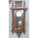 Early 20th century Walnut Spring Driven Wall clock: Height 92cm,