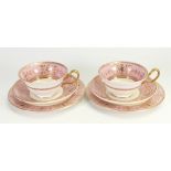 Wedgwood pair of trios in the rare pink Astbury design: (6)