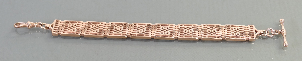 Antique 9ct rose gold gate bracelet: 35 grams.