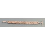 Antique 9ct rose gold gate bracelet: 35 grams.