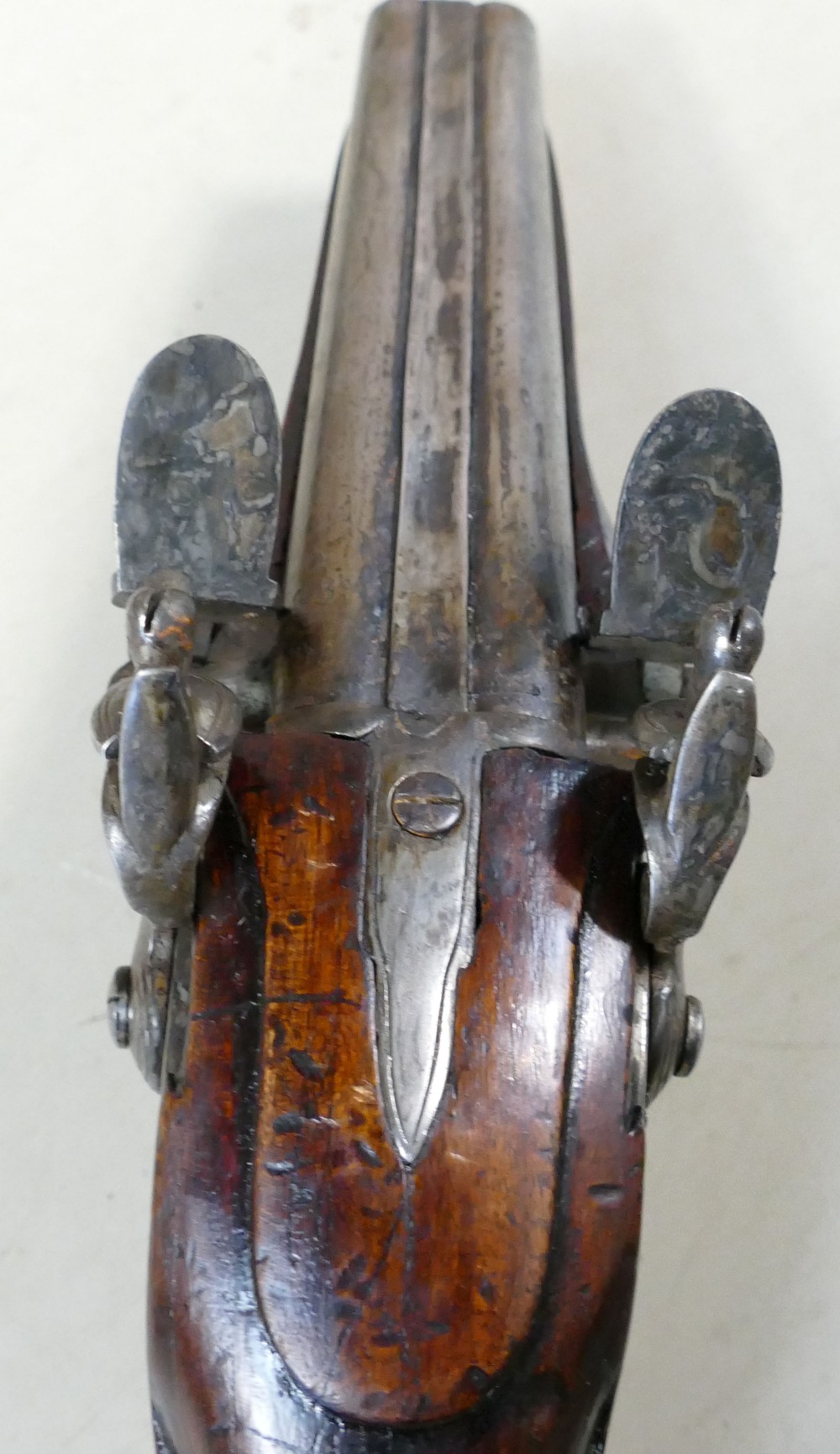 Double barrel side by side Flintlock pistol: - Image 4 of 6