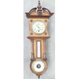 Early 20th century Walnut Barometer clock: Height 70cm,