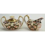 Royal Crown Derby covered sugar bowl etc: Sugar bowl together with similar RCD cream / milk jug.