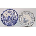 Chinese porcelain dish decorated with flowers 19cm: Together with early blue & white plate