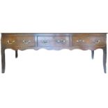 Late 18th century 3 drawer Dresser base: Height 84cm,