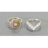 18ct peridot / ruby / white sapphire / and white stone ring: 2.