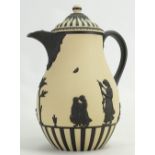 Wedgwood yellow & black Jasperware coffee pot: Dated 1980, height 22cm.