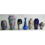 A collection of Shelley vases: To include two vases in the crackle glaze design patterns 8321 and