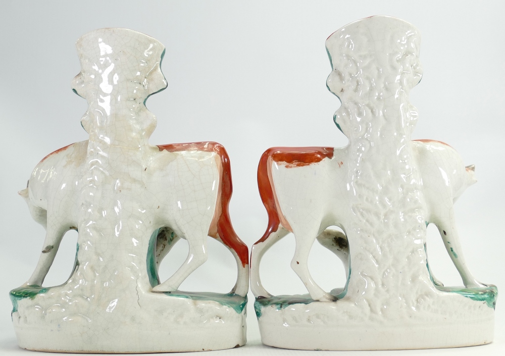 Pair of 19th Century Staffordshire Pottery spill vases: In the form of Hereford cow & calf (neck to - Image 3 of 3