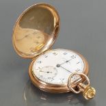 9ct Bravingtons gold full hunter pocket watch: With top winder, overall weight 95.3 grams.
