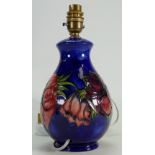 Moorcroft Clematis on blue ground lamp base: Height to fitting 20cm