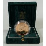 22ct Gold £5 coin 1999 40g with box and certificate: