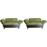 Parker Knoll mid century dark wood framed Day beds: Covers have been freshly dry cleaned by owner.