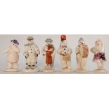 A collection of Royal Doulton Snowman figures: Including Skier DS21, Bass Drummer DS9, Highland DS7,