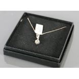 9ct white gold diamond pendant and necklace: Approx carat weight .
