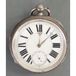 19th century silver fusee large pocket watch: