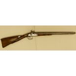 19th century French short Percussion shotgun: With carved walnut stock & steel fitments,