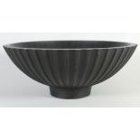 Wedgwood Norman Wilson black Basalt fluted bowl: Dated 1955, diameter 25cm.