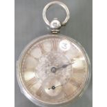 19th century silver pocket watch: With silvered dial. (Missing one hand).