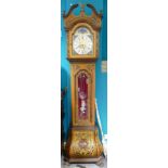 Reproduction Boulle effect Longcase clock: Eight day, quarter striking Westminster chime.