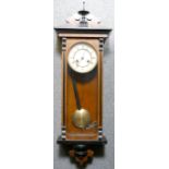 19th century Vienna Wall clock: In walnut case, paper dial,overall height 80cm x w27cm.
