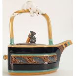 Minton Majolica model of a Cat & Mouse Teapot: Archive series, height 20cm.